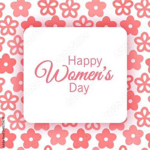 Greeting card of lovely happy women's day international decorated with flower background and space for text