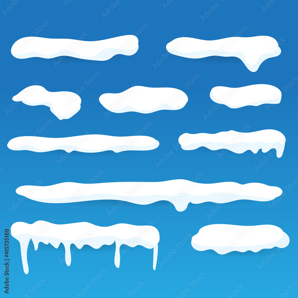 Snow Cap Background Snow cap vector collection set in winter seasons isolated on white ...