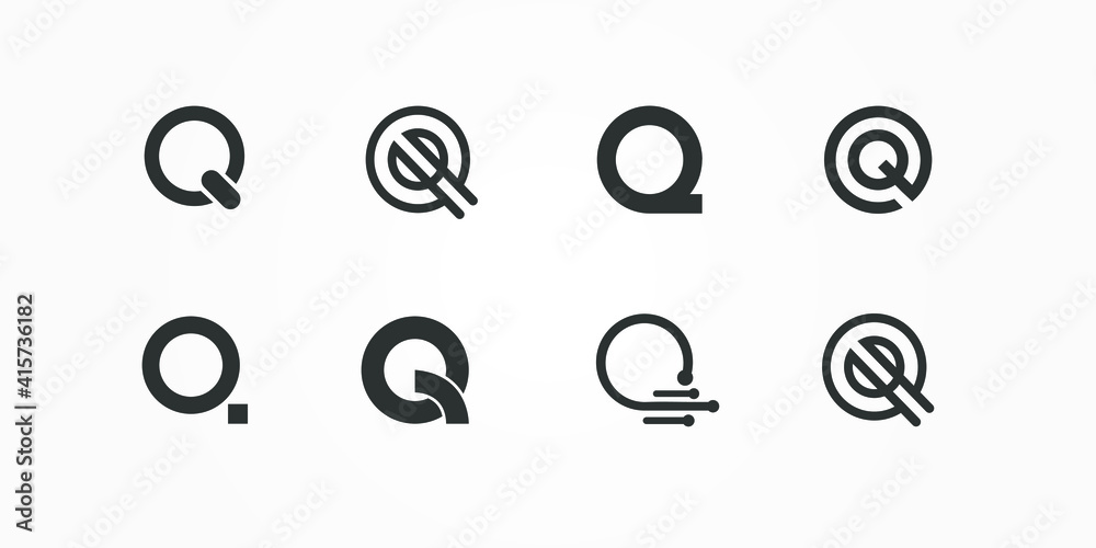Creative and Minimalist Letter Q Logo Design Icon |Editable in Vector Format in Black and White Color