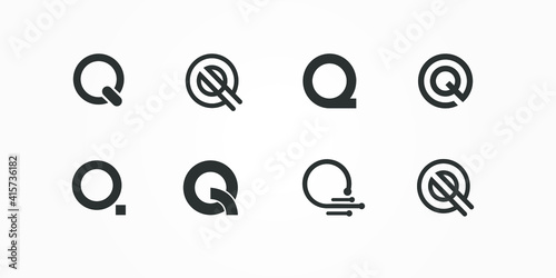 Creative and Minimalist Letter Q Logo Design Icon |Editable in Vector Format in Black and White Color photo
