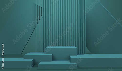 Obraz na plátne 3D geometric render scene in tidewater green