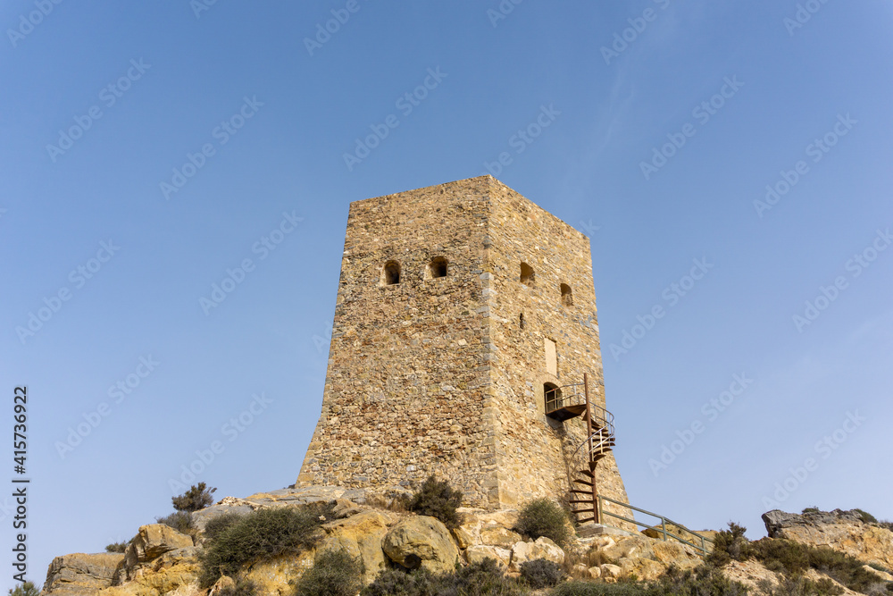 the Torre de Santa Elena watchtower above the town of la Azohia in Murcia