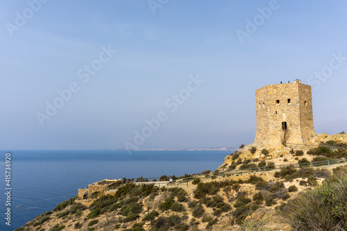 the Torre de Santa Elena watchtower above the town of la Azohia in Murcia © makasana photo