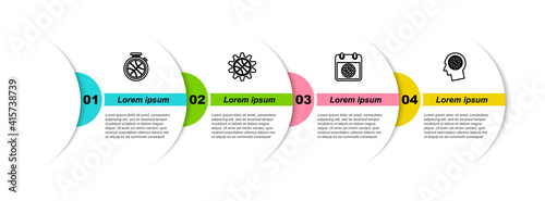 Set line Stopwatch with basketball ball, Planning strategy concept, Basketball sport calendar and Thoughts. Business infographic template. Vector.