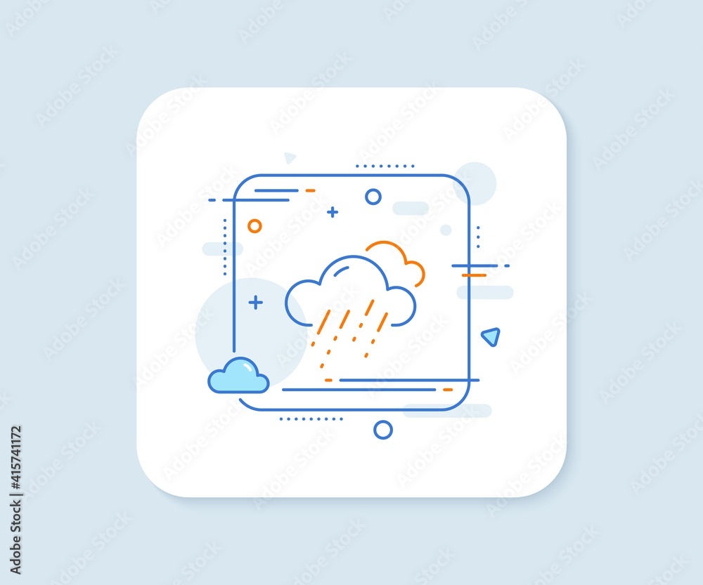Rainy weather forecast line icon. Abstract square vector button. Clouds with rain sign. Cloudy sky symbol. Rainy weather line icon. Quality concept badge. Vector Rainy weather forecast line icon. Abstract square vector button. Clouds with rain sign. Cloudy sky symbol. Rainy weather line icon. Quality concept badge. Vector