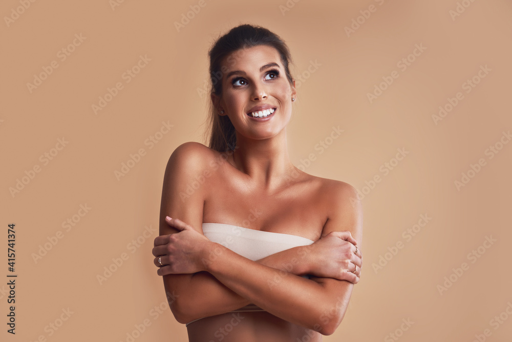 Beautiful woman isolated over background Beautiful woman isolated over background