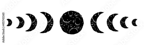 Moon phases cosmos.Design isolated in white background.Celestial astrology planet.