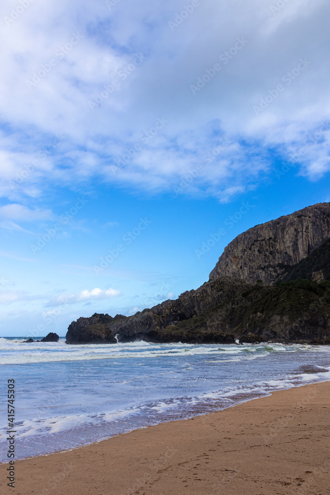 beauty beach in the coast of basque countrywith small waves