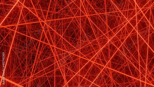 Abstract wire light with red color. 3D connection.