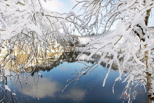 wunderschöne winterlandschaft mit see