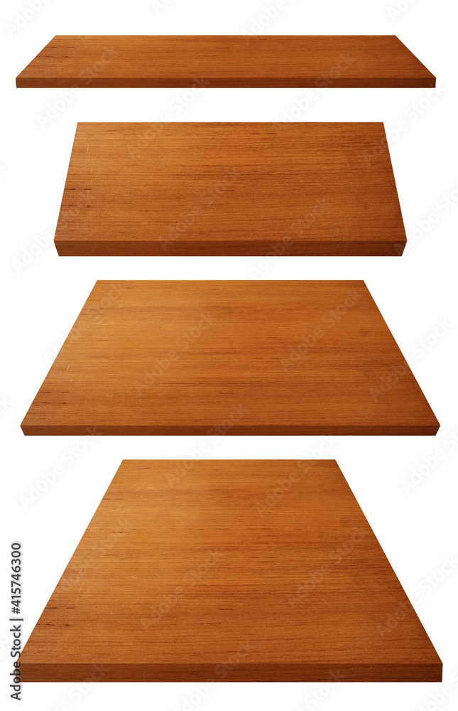 collection of wooden shelves on an isolated white background, Objects with Clipping Paths for design work collection of wooden shelves on an isolated white background Light brown tone