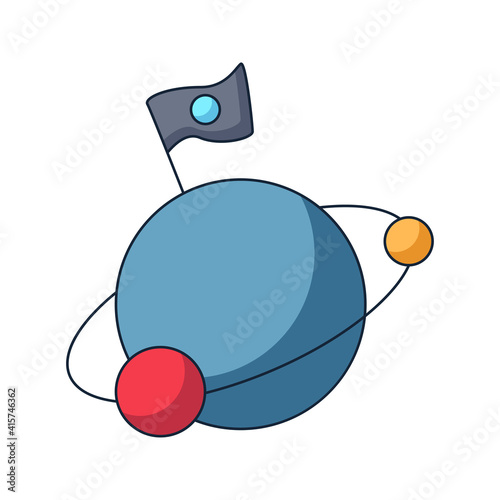 planet cartoon space doodle hand drawn concept design vector art kawaii illustration