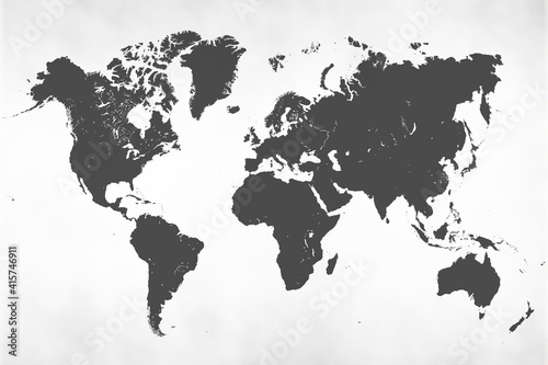 World map isolated on brown background