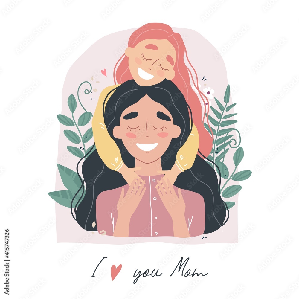Mothers Day greeting card. I love you Mom Mothers Day greeting card. I love you Mom