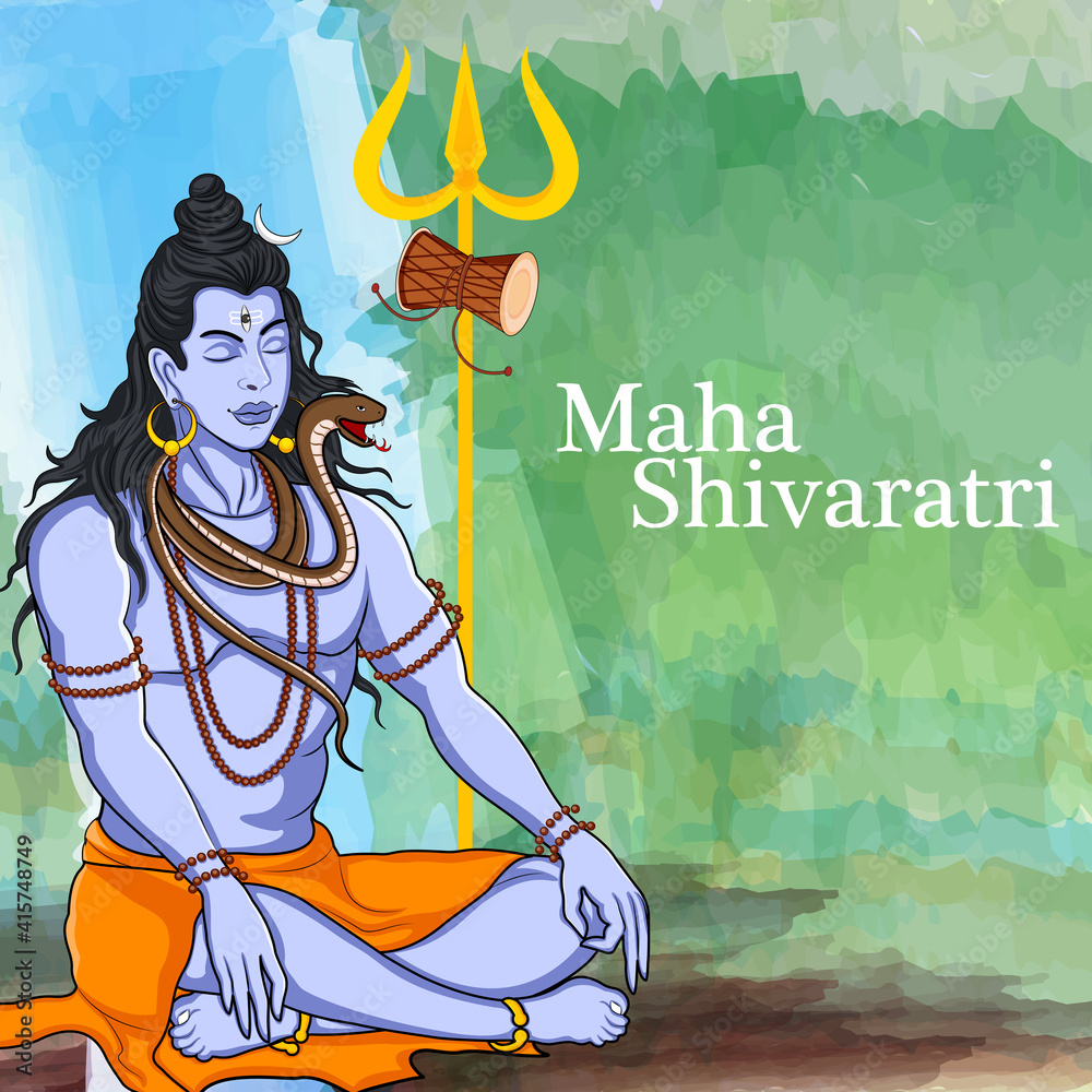 Lord Shiva the Hindu God for religious Shivratri background in vector
