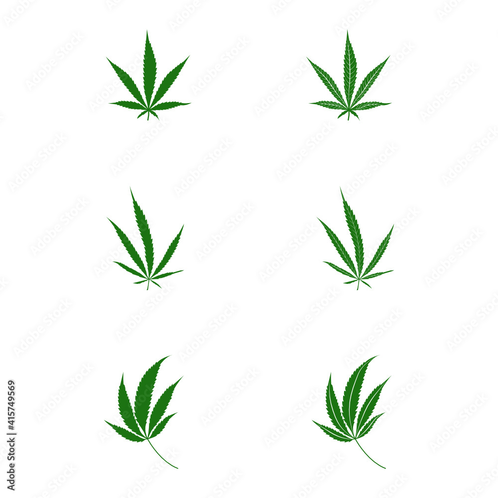 Fototapeta premium Set icon of Cannabis vector. Cannabis leaf logo.