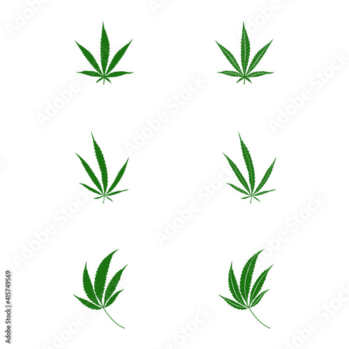 Set icon of Cannabis vector. Cannabis leaf logo.