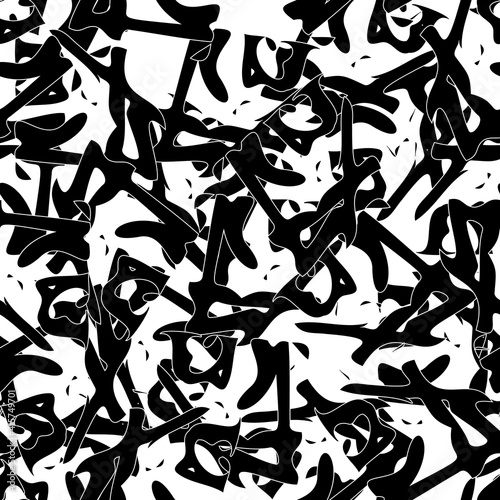 Seamless monochrome pattern of abstract elements