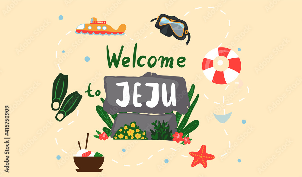 to Jeju island in South Korea, traditional landmarks, symbols