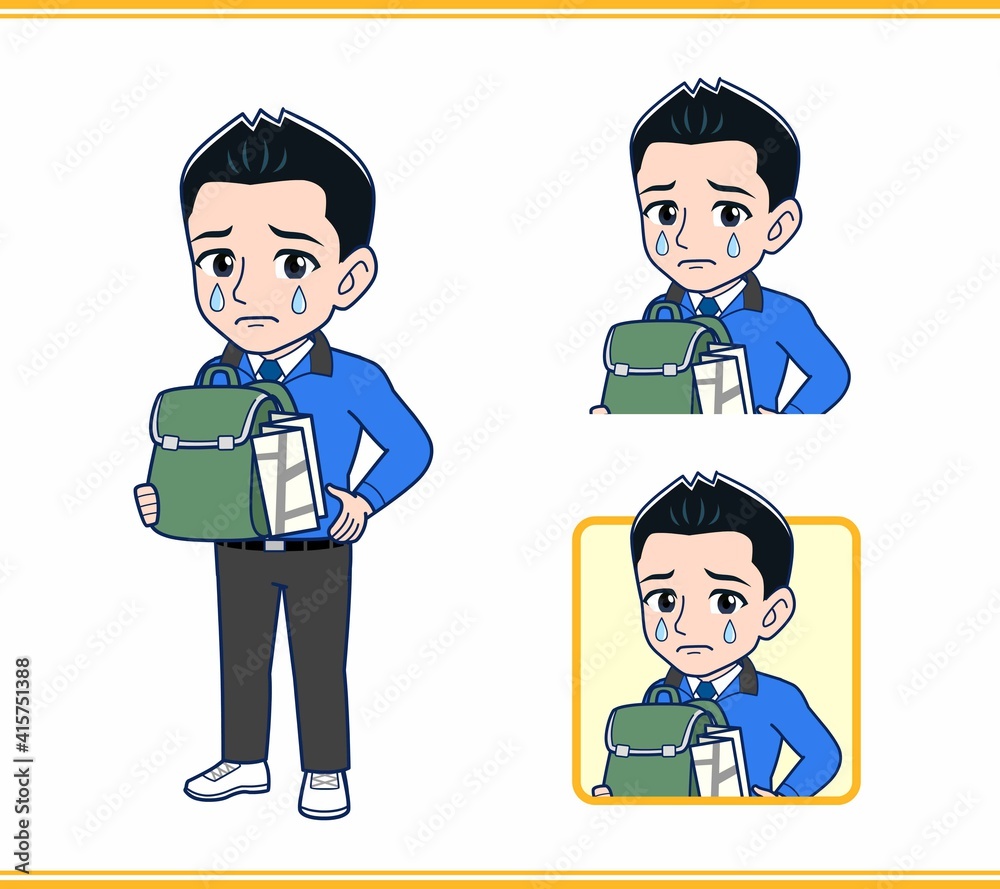 青いジャンバーを着たサラリーマン