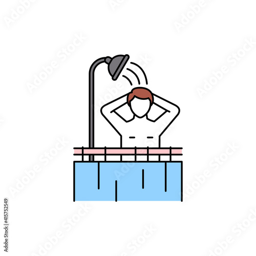 Take shower color line icon. Pictogram for web page, mobile app