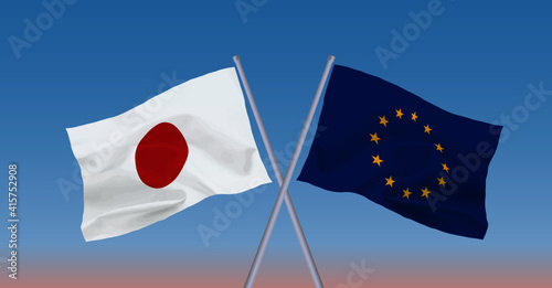 EUと日本の旗