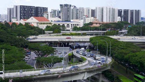 Singapore, February 18, 2021: Peak hour heavy traffic at Expressway , Toa Payoh, Singapore. Vertical video photo