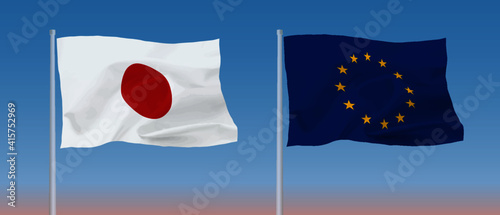 EUと日本の旗
