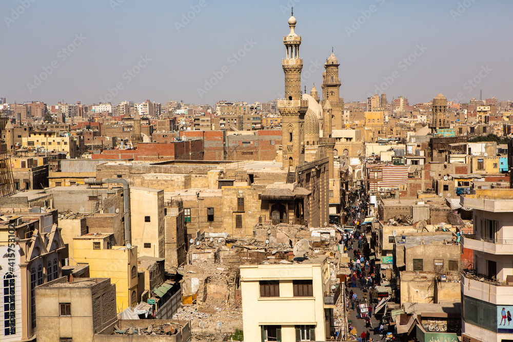 Old Cairo view, Egypt. Old street of arabish Cairo, Egypt