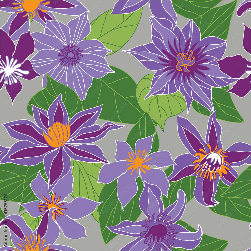 pattern with clematis