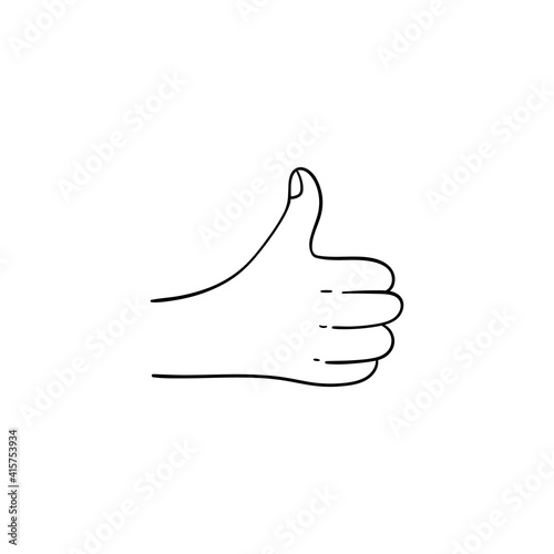 Thumb up vector isolated icon. Social media like button, line style on white background 