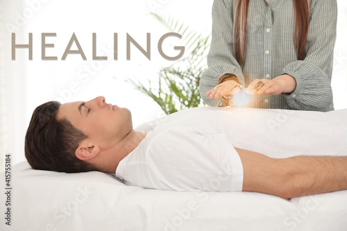 Man during healing session in therapy room