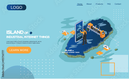 Worker clicks gears on smartphone screen in modern application with network settings. Industrial internet of things. New business ideas by using contemporary digital technology 4ir revolution, AI, IoT