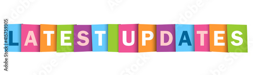 LATEST UPDATES colorful vector typography banner isolated on white background