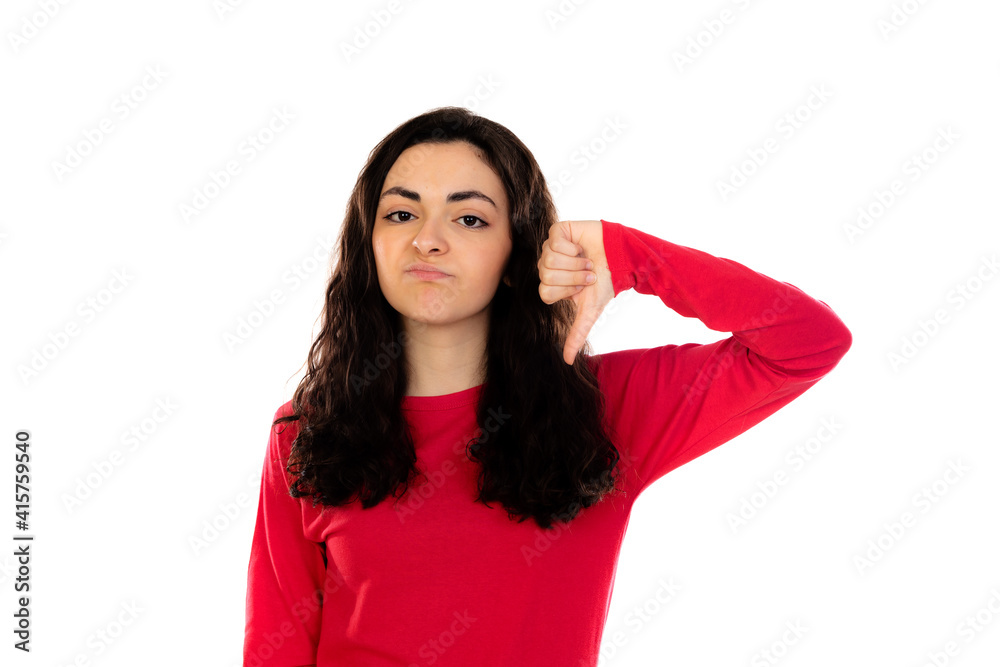 Adorable teenage girl with red sweater Adorable teenage girl with red sweater