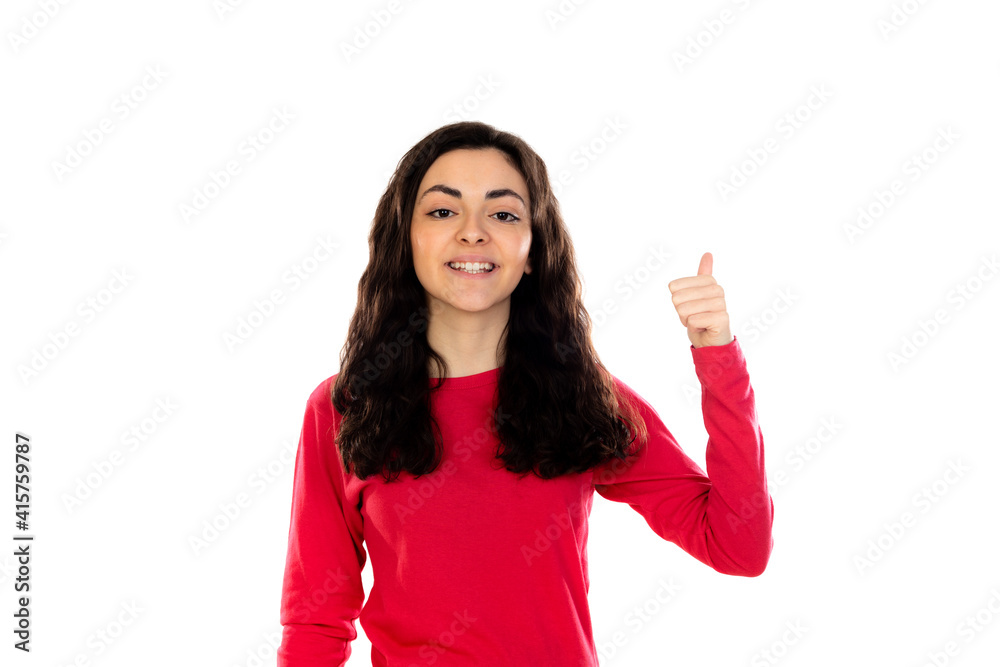 Adorable teenage girl with red sweater Adorable teenage girl with red sweater