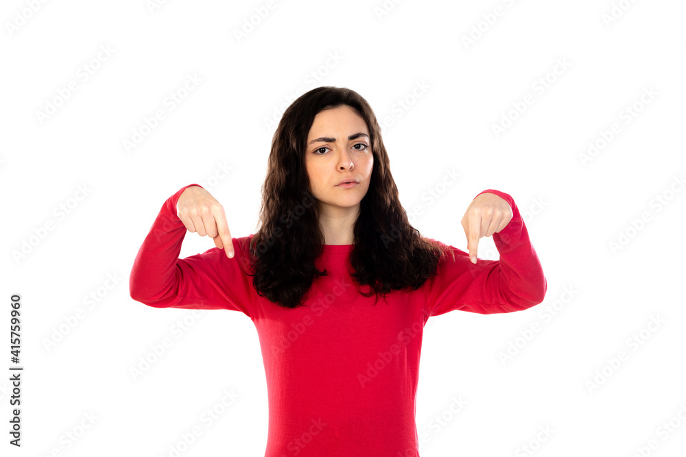 Adorable teenage girl with red sweater Adorable teenage girl with red sweater