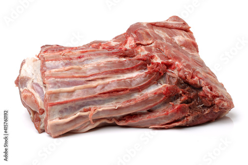 raw lamb meat on white background photo
