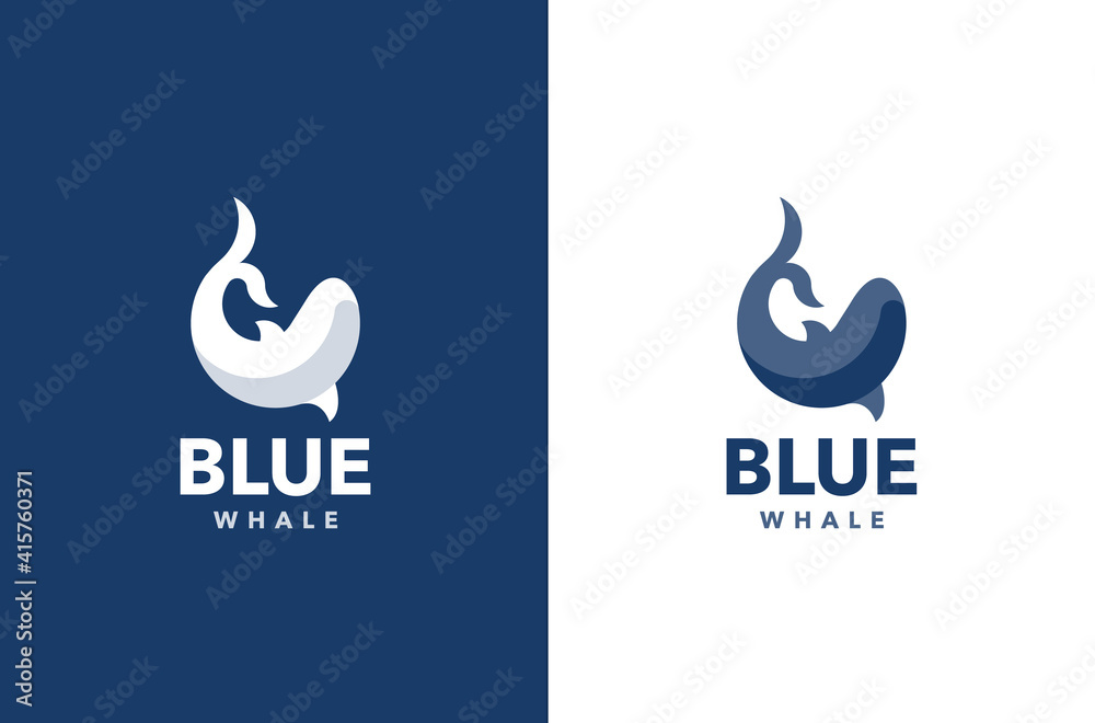 Obraz premium Unique blue whale logo icon design concept
