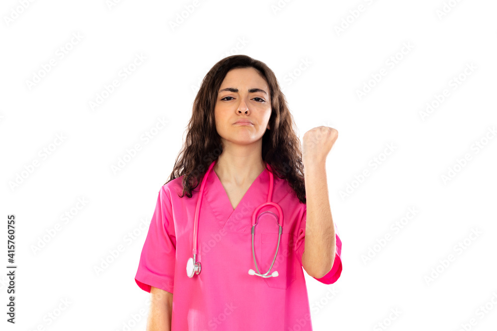 Young doctor with pink uniform Young doctor with pink uniform