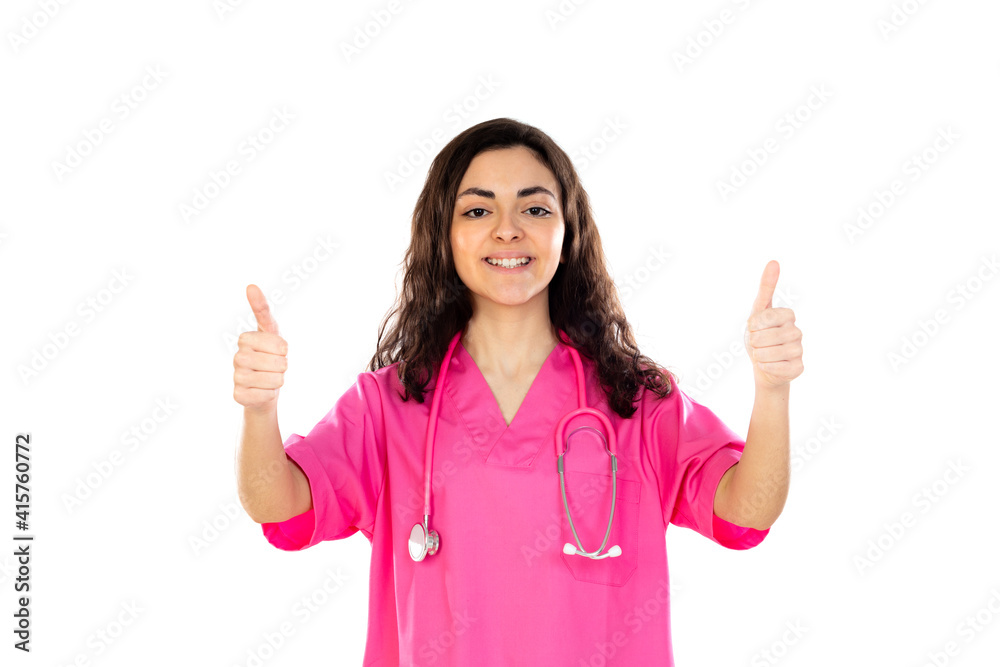 Young doctor with pink uniform Young doctor with pink uniform