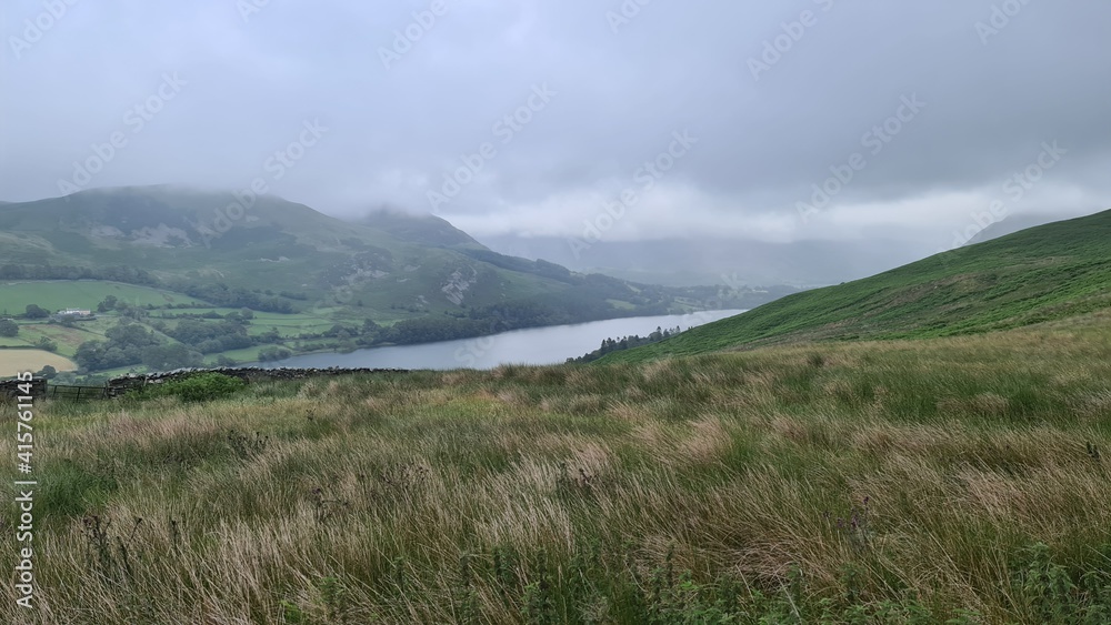 landscape with mountains and lake