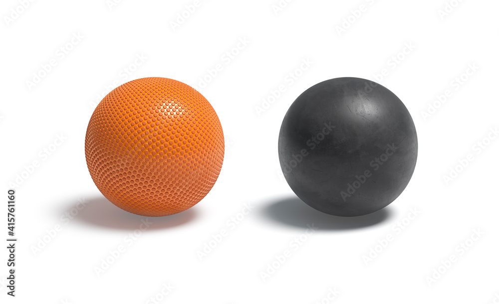 Blank orange and black rubber basketball ball mockup set Blank orange and black rubber basketball ball mockup set