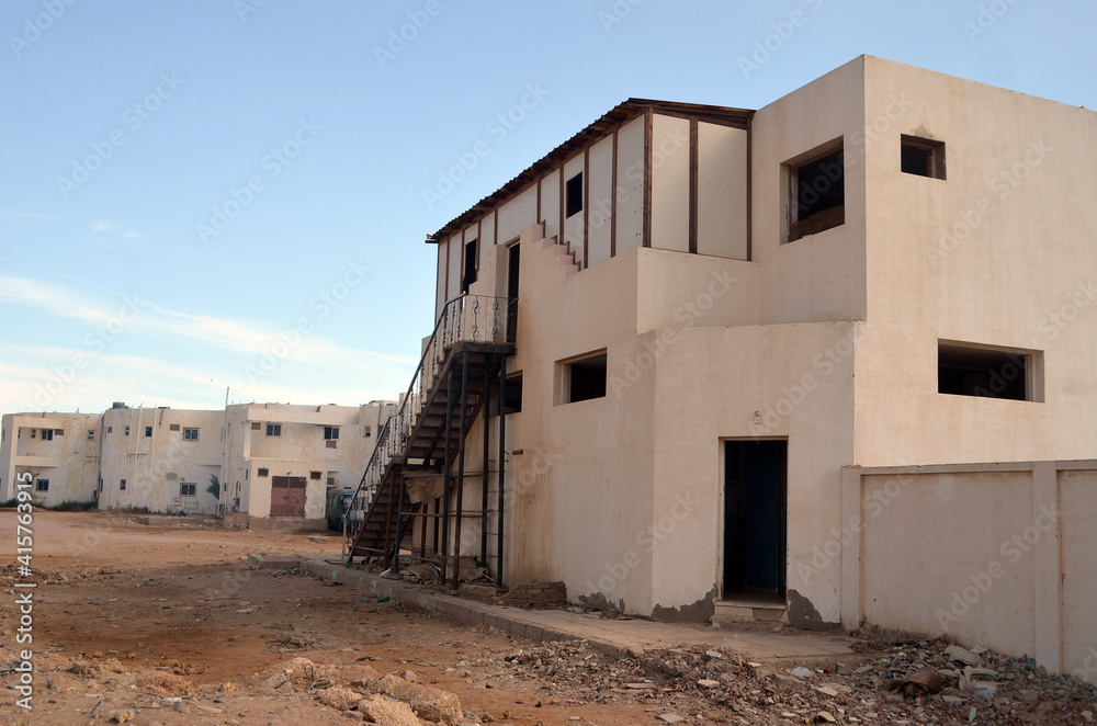 Empty streets and abandoned houses. Sharm El Sheikh, Egypt Empty streets and abandoned houses. Sharm El Sheikh, Egypt