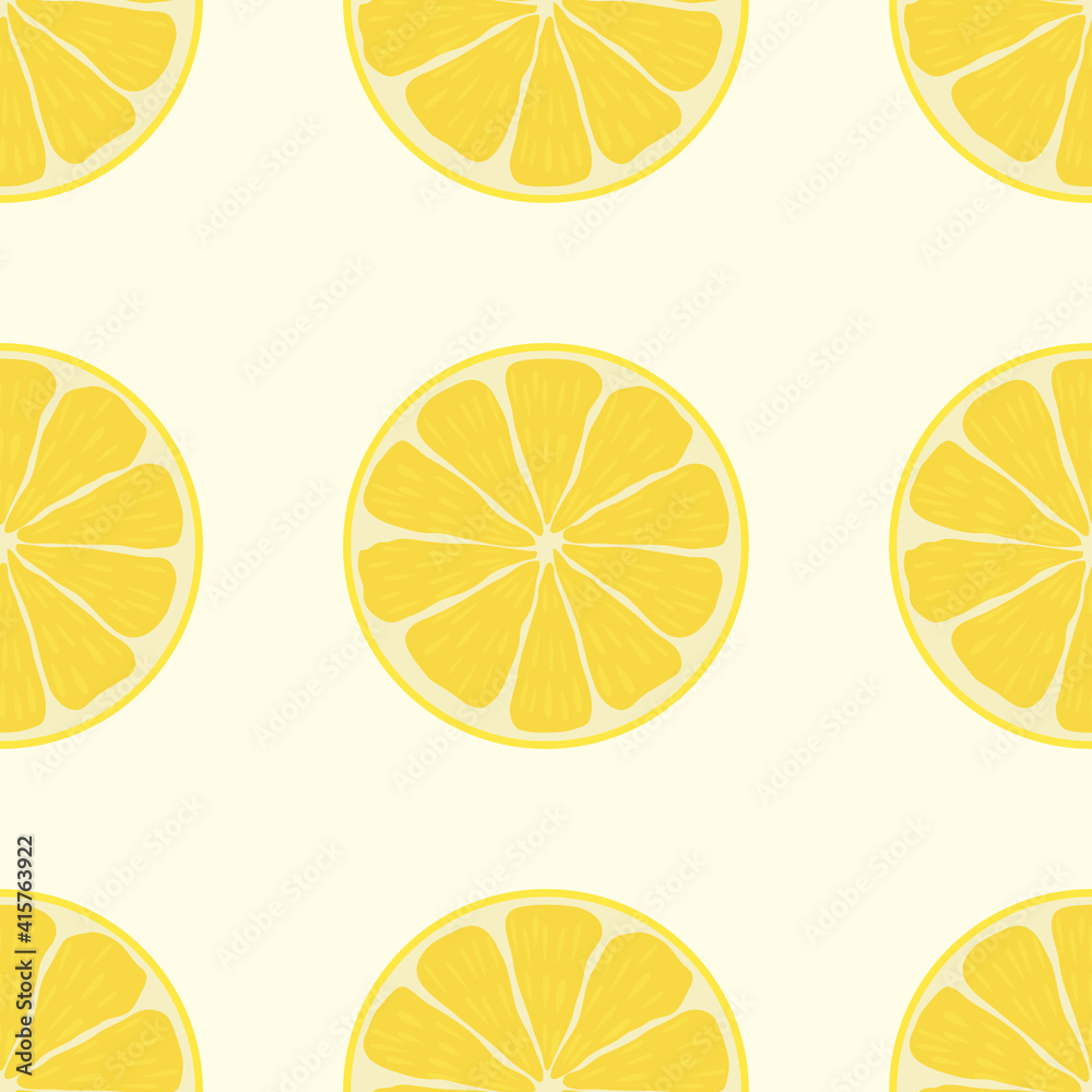 Cute lemon seamless pattern. Seamless background with lemon fruits. Vector seamless pattern of fruits
