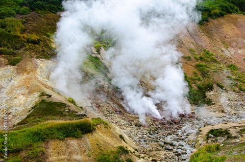 Geothermal Springs. Russia, Kamchatka 2020. Photo taken during an expedition to the volcano.