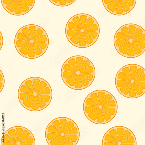 Cute orange fruits seamless pattern. Seamless background with orange fruits. Vector seamless pattern of fruits