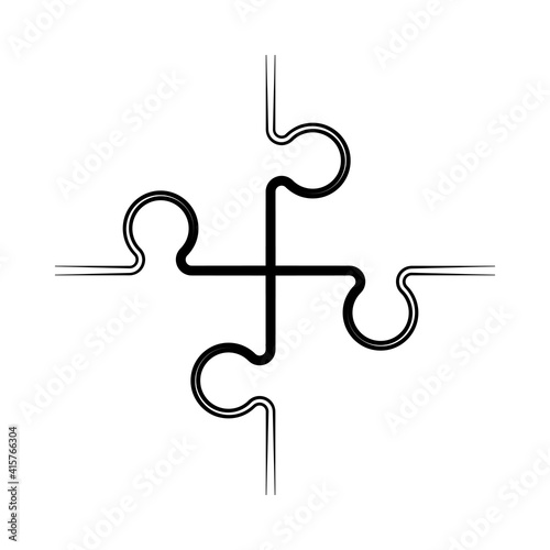 Four piece puzzle business presentation. Circle infograph. 4 step process diagram. Four section compare banner. Square schedule diagram