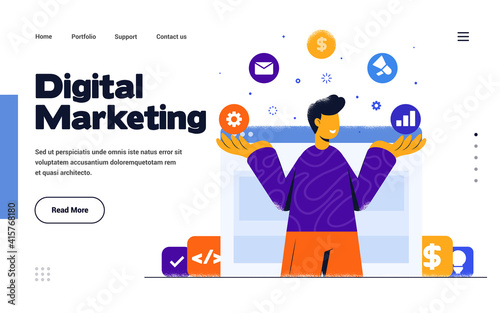 Modern Flat design Illustration of Digital Marketing