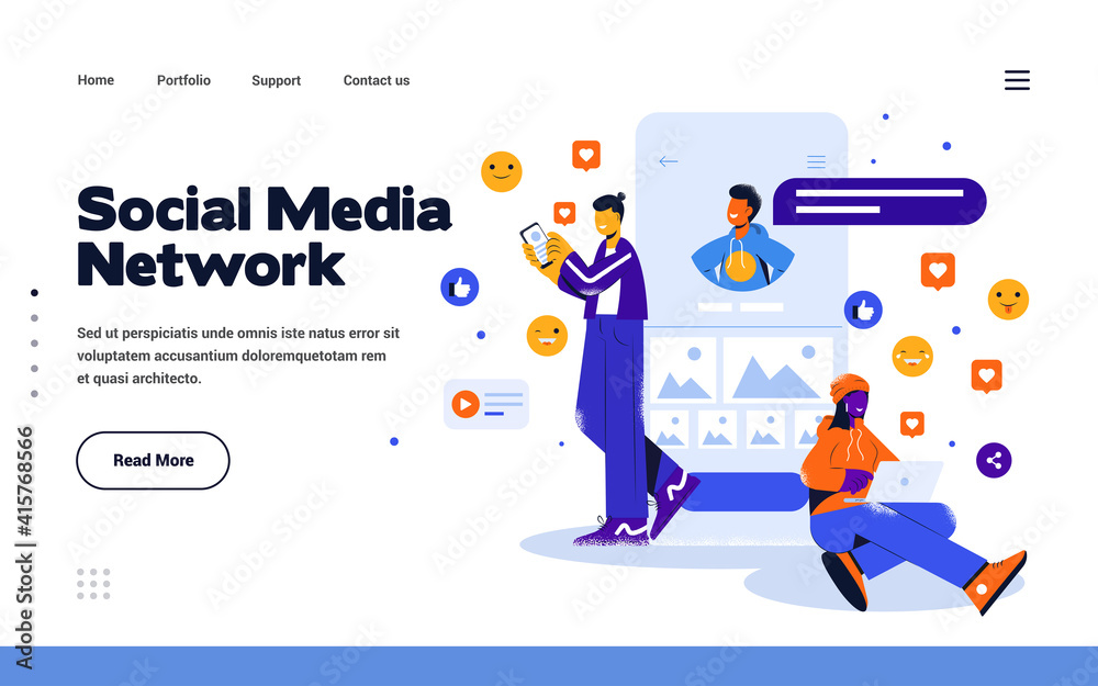 Modern Flat design Illustration of Social Media Network